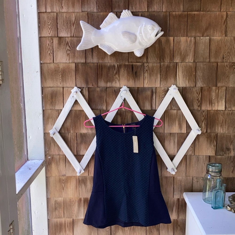 J. Crew Navy Peplum Tank Top S